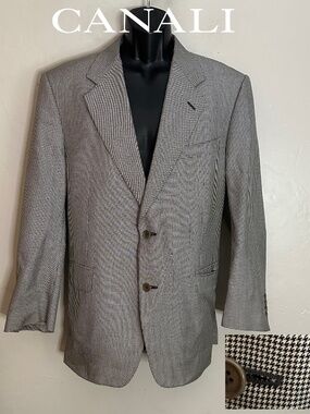 Canali Checked Blazer EU 54C / ~US 44S Gently worn Made in Italy 53% silk
